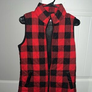Red and Black Plaid Vest